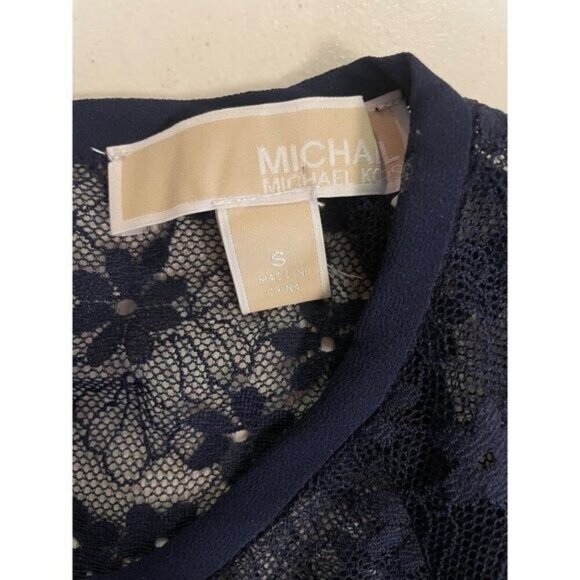 Michael Kors Navy Blue Floral Lace Dress with Flared Sleeves Small - Picture 6 of 6